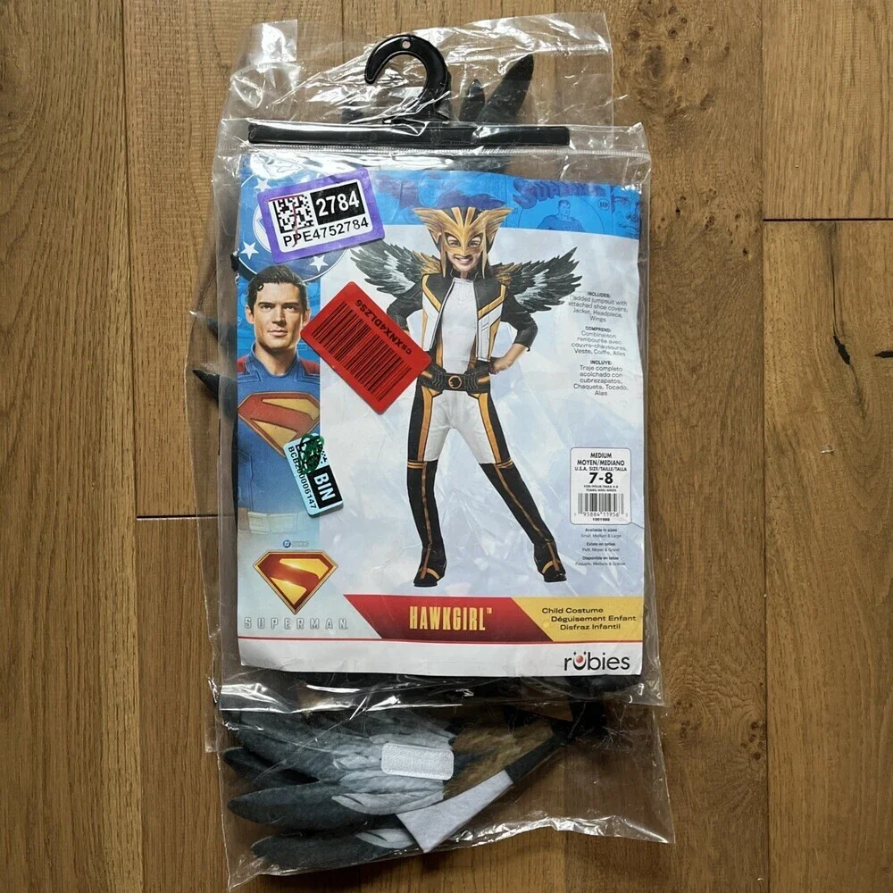 Hawkgirl DC Comics Complete Costume Girls Size M 7-8 Superman Halloween NEW